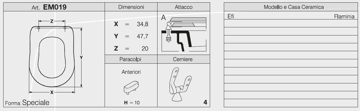 EM019   SEDILE MDF EFI FLAMINIABCO LUCIDO DEDICATO