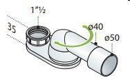 OMP SIF.VASCA 11/2 X 40/50 ORIENTAB. C/PROLUNGA