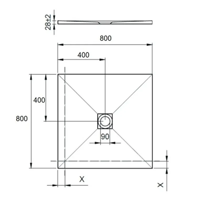 RTP PIATTO DOCCIA STONE 80X80 QUADRATO BIANCO EFFETTO PIETRA