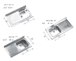 LAVELLO INOX 90X50 SGOCCIOLATOIO DX VASCA SX