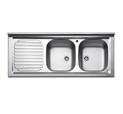 LAVEL.INOX120X50 2V SGOCCIOLATOIO SX VASCHE DX