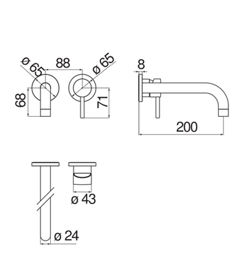 NOB.LIVE LAVABO INCASSO BOCCA LUNGA NICKEL SPAZZOLATO